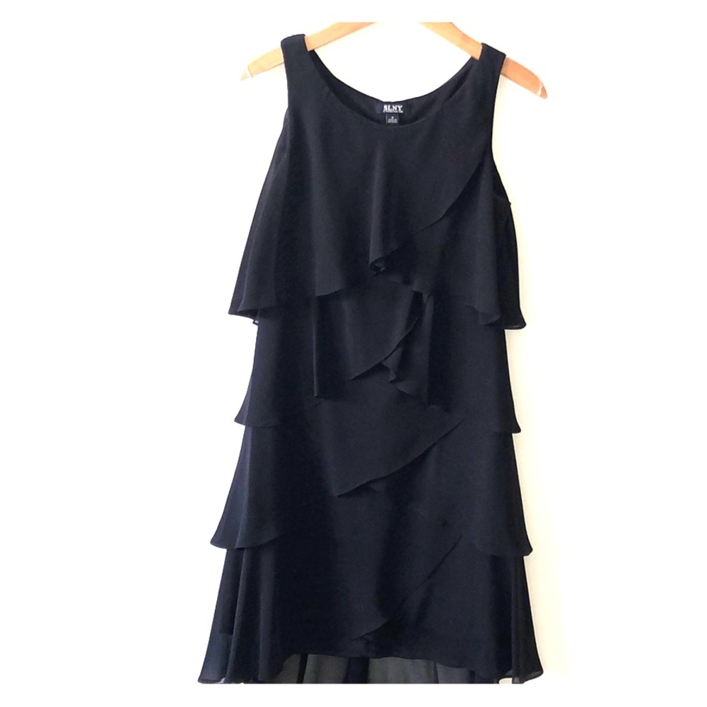 SLNY Black Ruffle Dress Size 8
